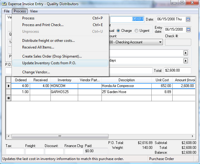 Receive Items against a Purchase Order