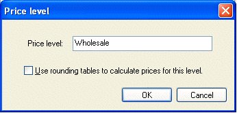 Table Price Level Inventory Price Level Option
