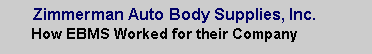 Text Box:  Zimmerman Auto Body Supplies, Inc.
     How EBMS Worked for their Company