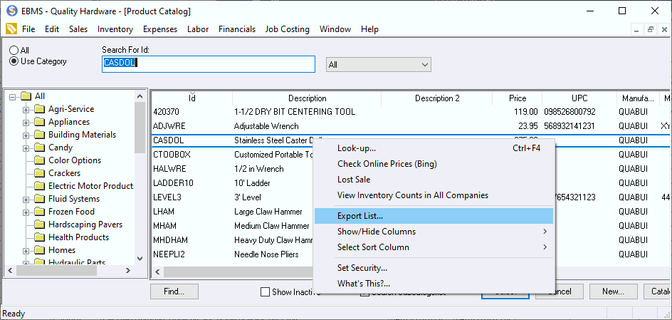 Export Import to Change Inventory Including Pricing