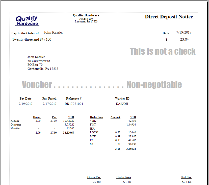 Processing Direct Deposit Pay