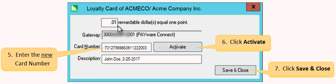 Loyalty Card Account Number Sample