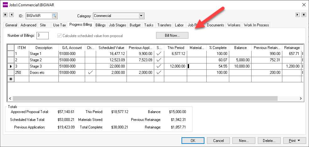 progress invoice example