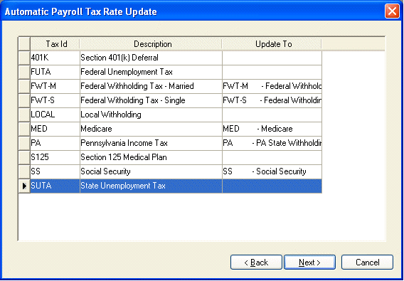 Automatic Payroll Tax Update